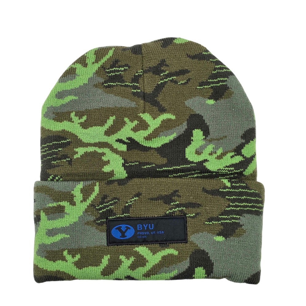 Nike BYU Cougars Military Appreciation Beanie Cuffed Knit Green Camo Hat NWT